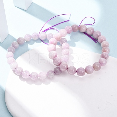 Natural Kunzite Round Beads Stretch Bracelets for Women Men BJEW-A149-01-1