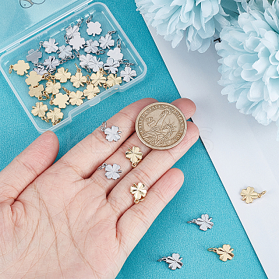 40Pcs 2 Colors Brass Charms KK-BBC0003-10-1