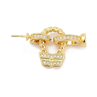 Brass Micro Pave Clear Cubic Zirconia Fold Over Clasps KK-M311-21G-1