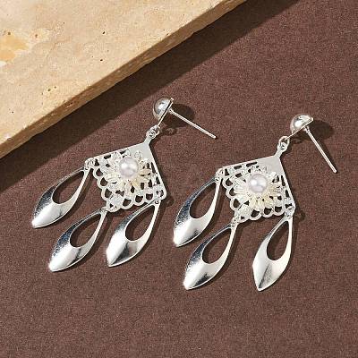 Electroplated Brass Chandelier Earrings EJEW-Z129-17S-1