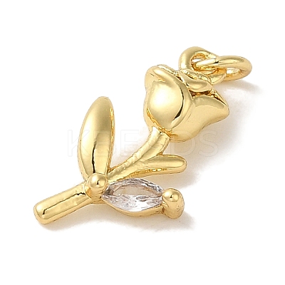 Rack Plating Brass Micro Pave Clear Cubic Zirconia Pendants KK-P267-29G-1