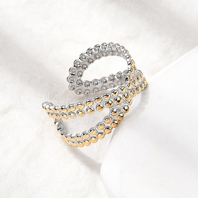 Adjustable 304 Stainless Steel Cuff Rings for Women RJEW-B150-01GP-10-1