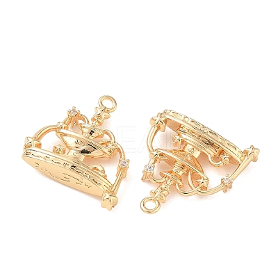 Brass Micro Pave Clear Cubic Zirconia Pendants KK-K351-72G-1