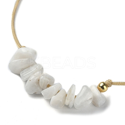 Natural Moonstone Chips Braided Bead Bracelets BJEW-JB09851-06-1