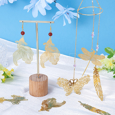 14Pcs 7 Styles Brass Filigree Big Pendants KKC-TA0001-06-1