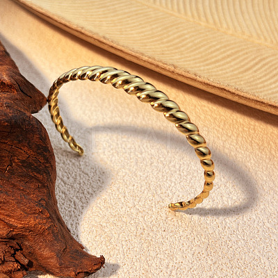 Croissant 304 Stainless Steel Cuff Bangles for Women BJEW-S171-01C-G-1