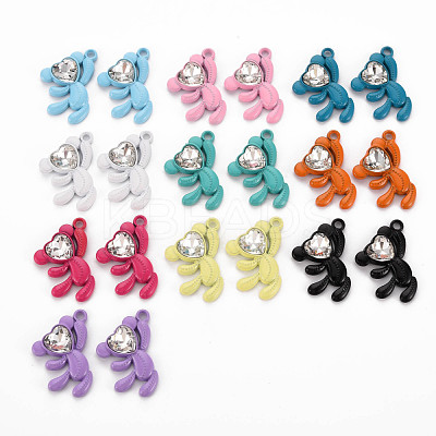 Spray Painted Alloy Rhinestone Pendants PALLOY-Q433-033-RS-1