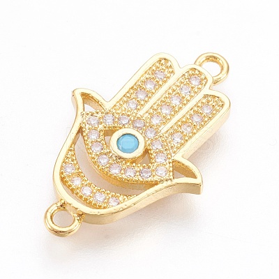 Brass Micro Pave Cubic Zirconia Links ZIRC-O026-18G-NR-1
