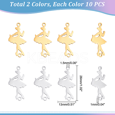 20Pcs 2 Colors 201 Stainless Steel Connector Charms STAS-DC0008-18-1
