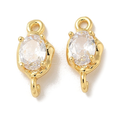 Brass Clear Cubic Zirconia Connector Charms KK-R210-15G-1