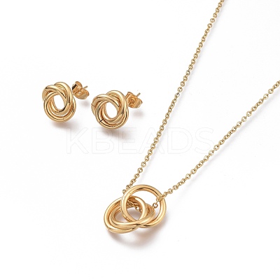 Ring 304 Stainless Steel Jewelry Sets SJEW-M097-06G-1