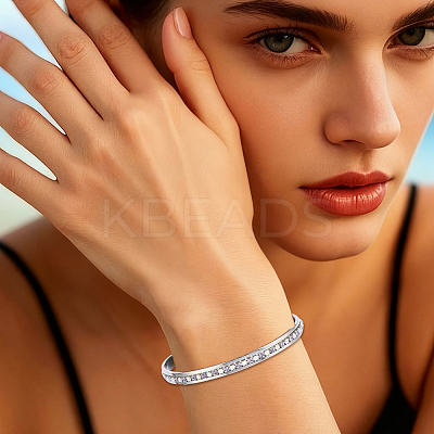 4Pcs 2 Colors C-Shaped 201 Stainless Steel Grooved Cuff Bangles STAS-UN0065-25B-1