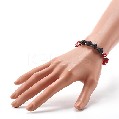 Handmade Evil Eye Lampwork Beaded Stretch Bracelets BJEW-JB06466-1