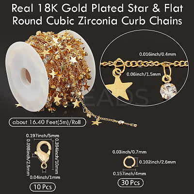 DIY Brass Micro Pave Clear Cubic Zirconia Curb Chains Necklaces/Bracelets Making Kits DIY-BBC0002-63G-1