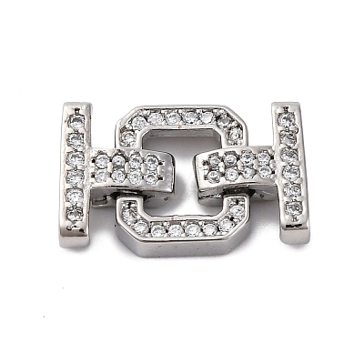 Brass Micro Pave Clear Cubic Zirconia Fold Over Clasps KK-P291-12P-1