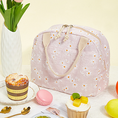 Flower Printed Cotton Foil Lunch Bags AJEW-WH20001-92-1