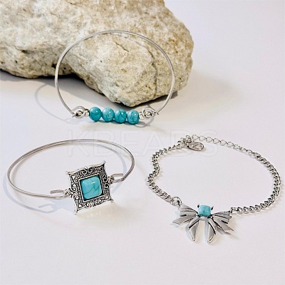 5Pcs 5 Styles  Bohemian Style Alloy Bangles WGC966A-04-1