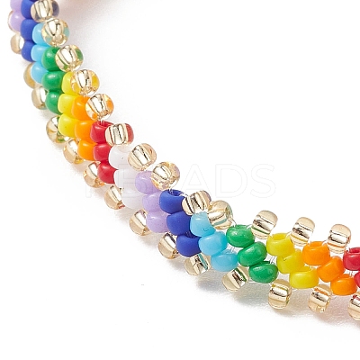 Glass Seed Braided Beaded Bracelet BJEW-MZ00058-1