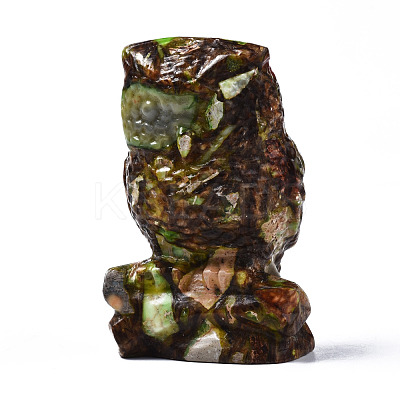 Owl Assembled Natural Bronzite & Synthetic Imperial Jasper Model Ornament G-N330-63-1