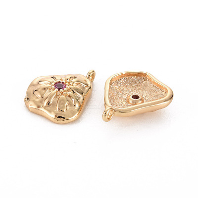 Brass Micro Pave Medium Violet Red Cubic Zirconia Pendants KK-S356-468-NF-1