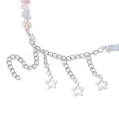 Flower Glass Seed Beads Beaded Necklaces NJEW-JN04820-1