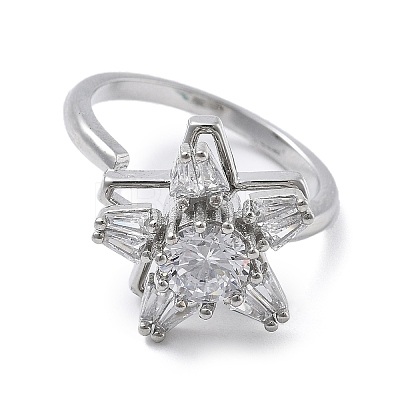 Star Rotatable Cuff Rings for Women RJEW-S402-10G-1