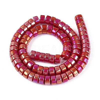 AB Color Plated Opaque Glass Beads Strands LS-GLAA-T026-4x8mm-P03-1