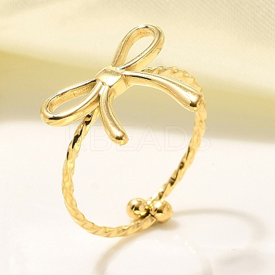 304 Stainless Steel Open Cuff Ring for Women LS-RJEW-B109-01G-02-1