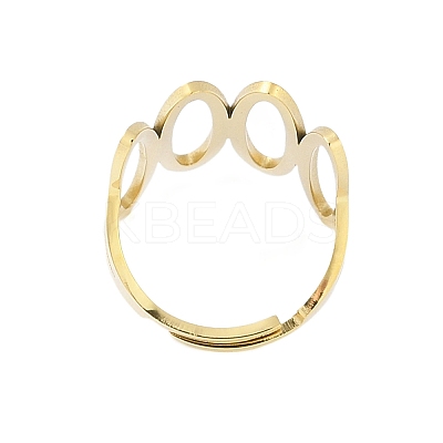 304 Stainless Steel Oval Adjustable Rings for Women RJEW-Z045-01G-01-1