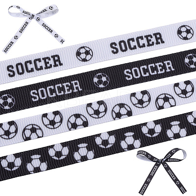 4 Rolls 4 Styles Polyester Sport Ball Printed Grosgrain Ribbon OCOR-GF0004-31B-1