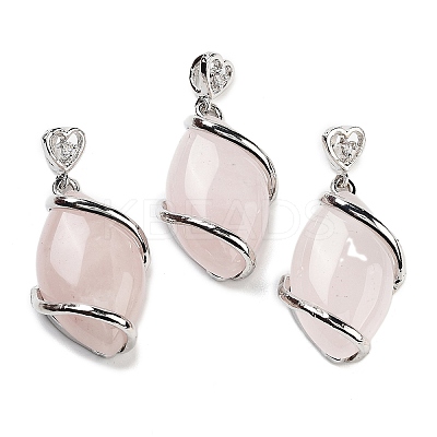 Natural Rose Quartz Pendants G-G073-5-1