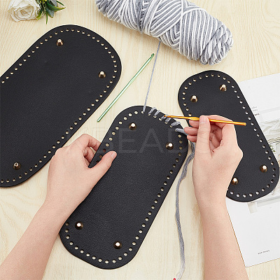 3Pcs 3 Style Oval PU Leather Knitting Crochet Bags Nail Bottom Shaper Pad DIY-PH0009-84-1