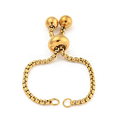 Adjustable 304 Stainless Steel Box Chain Slider Bracelet Making MAK-L038-001G-03-1