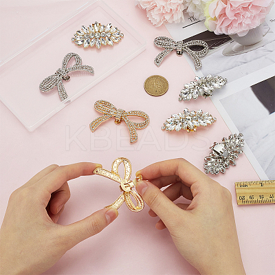8Pcs 4 Styles Alloy Rhinestone Shoe Decoration AJEW-FG0004-36-1