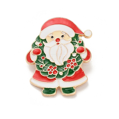 Santa Claus with Christmas Wreath Enamel Pins LS-JEWB-H033-07C-KCG-1