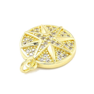 Rack Plating Brass Micro Pave Cubic Zirconia Pendants KK-D359-13G-1