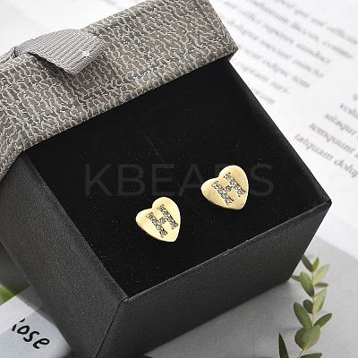 Rack Plating Brass Micro Pave Clear Cubic Zirconia Stud Earrings EJEW-K299-01G-H-1