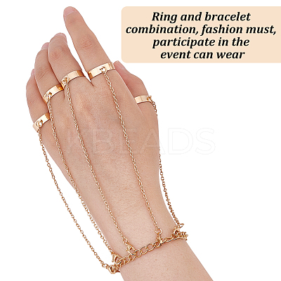 4 Set 4 Style Color 4 Finger Chain Linkes Cuff Rings & 5 Finger Rings Bracelets SJEW-AN0001-05-1
