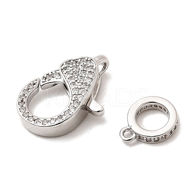 Brass Clear Cubic Zirconia Lobster Claw Clasps KK-Z078-50P-1