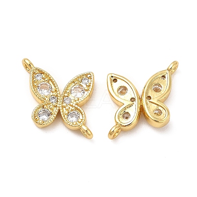 Rack Plating Brass Pave Cubic Zirconia Connector Charms KK-D087-04G-1