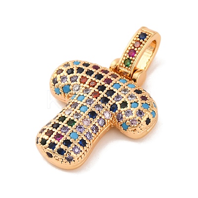 Brass Micro Pave Cubic Zirconia Pendants KK-C076-29T-G02-1