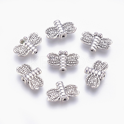 Tibetan Style Alloy Dragonfly Beads X-TIBEP-GC191-AS-NR-1
