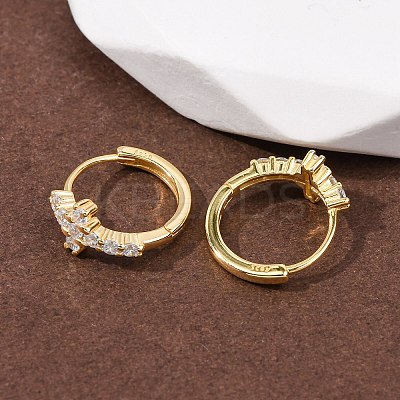 Cross 925 Sterling Silver Micro Pave Clear Cubic Zirconia Hoop Earrings EJEW-K317-06G-1