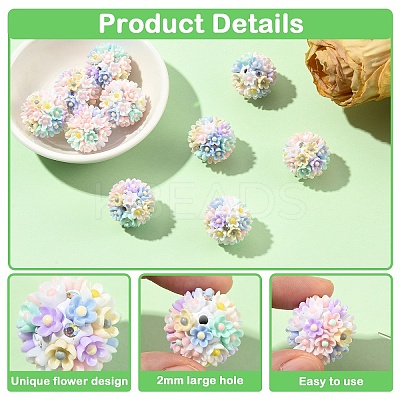 5Pcs Handmade Luminous Polymer Clay Rhinestone Fancy Beads CLAY-YW0002-51-1
