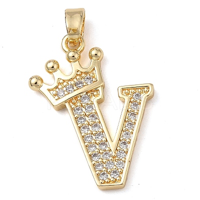 Rack Plating Brass Micro Pave Cubic Zirconia Pendants KK-D535-01V-RS-1