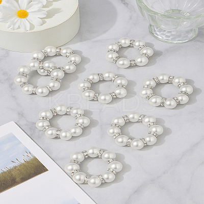 8Pcs Alloy & Imitation Pearl Beads Napkin Rings AJEW-LP0002-67-1