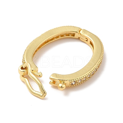 Brass Micro Pave Clear Cubic Zirconia Twister Clasps  KK-H434-21G-1