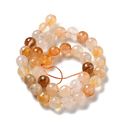 Natural Yellow Hematoid Quartz/Golden Healer Quartz Beads Strands G-E571-34C-1