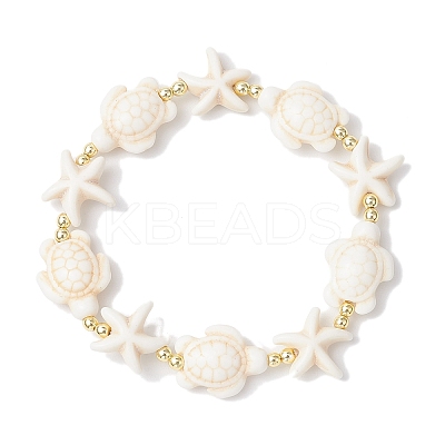 Synthetic Turquoise Beaded Stretch Bracelets for Men Women BJEW-JB11762-01-1