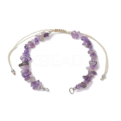 Natural Amethyst Chip Nylon Braided Beaded Bracelet Making AJEW-JB01296-05-1